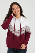 Lace Panel Pullover Hoodie