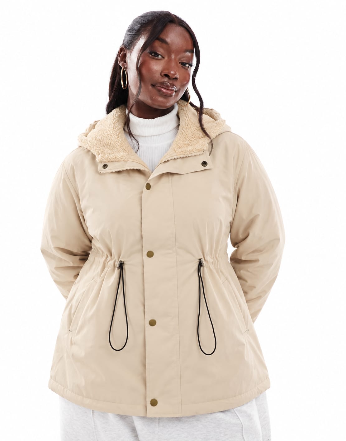Water-Resistant Hooded Winter Jacket with Fleece Lining