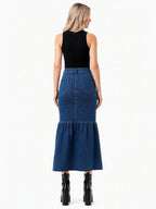 Button-Front Denim Maxi Skirt DYQ-348