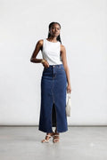 High-Waist Front-Slit Denim Skirt DYQ-282