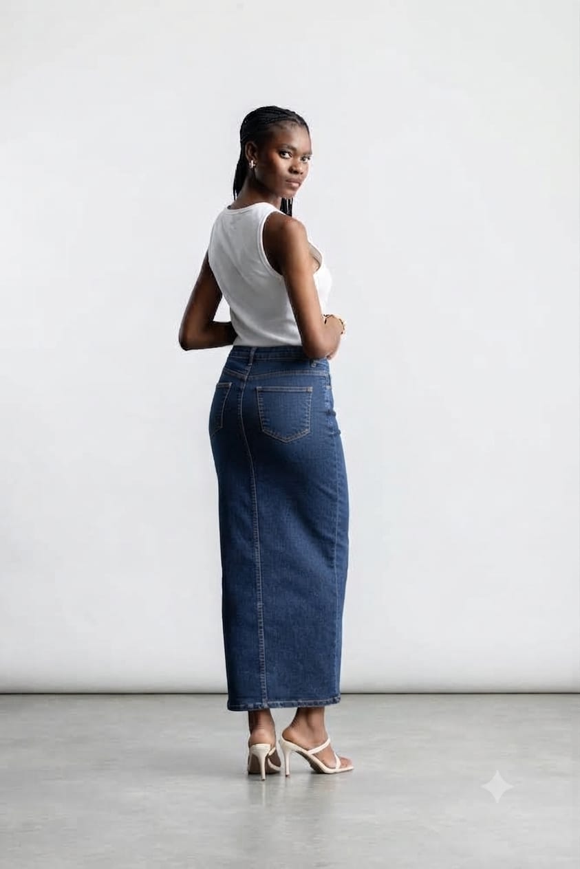 High-Waist Front-Slit Denim Skirt DYQ-282