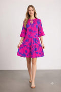 Summer Floral Tie-Neck Tiered Dress