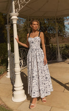 Sweetheart Floral Tie-Strap Maxi Dress