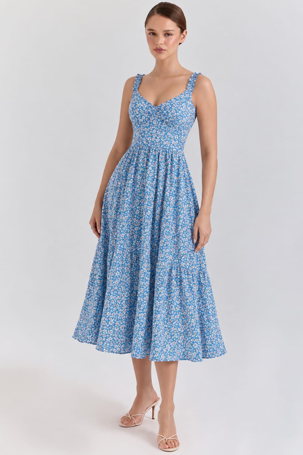 Ditsy Floral Tie-Back Midi Dress