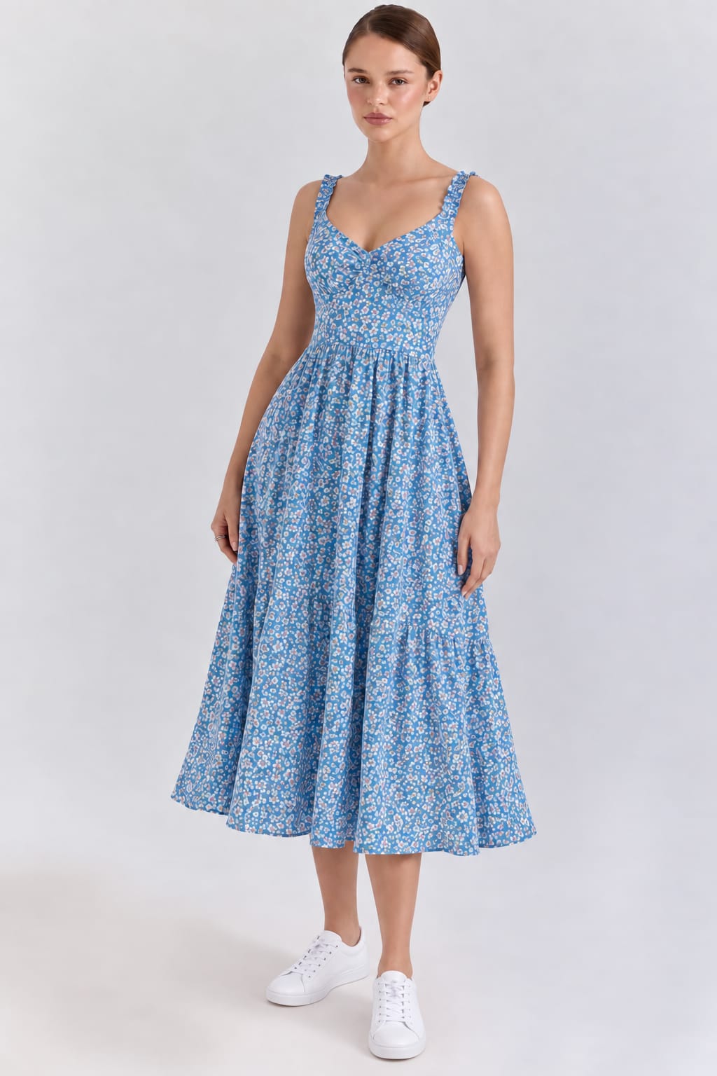 Ditsy Floral Tie-Back Midi Dress