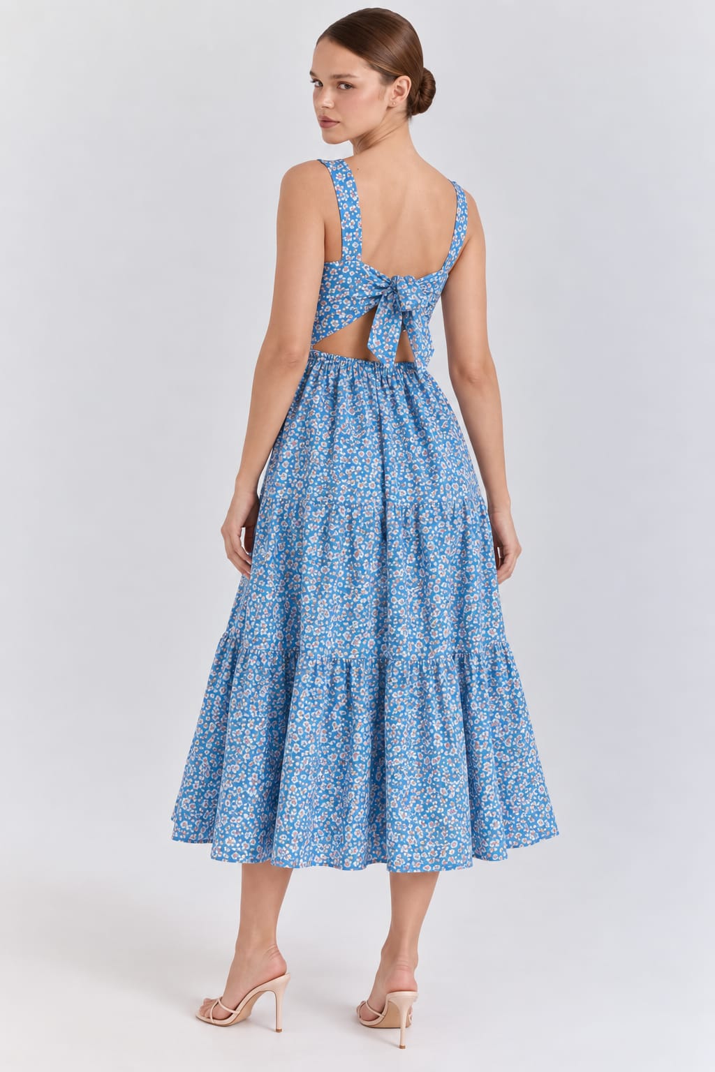 Ditsy Floral Tie-Back Midi Dress