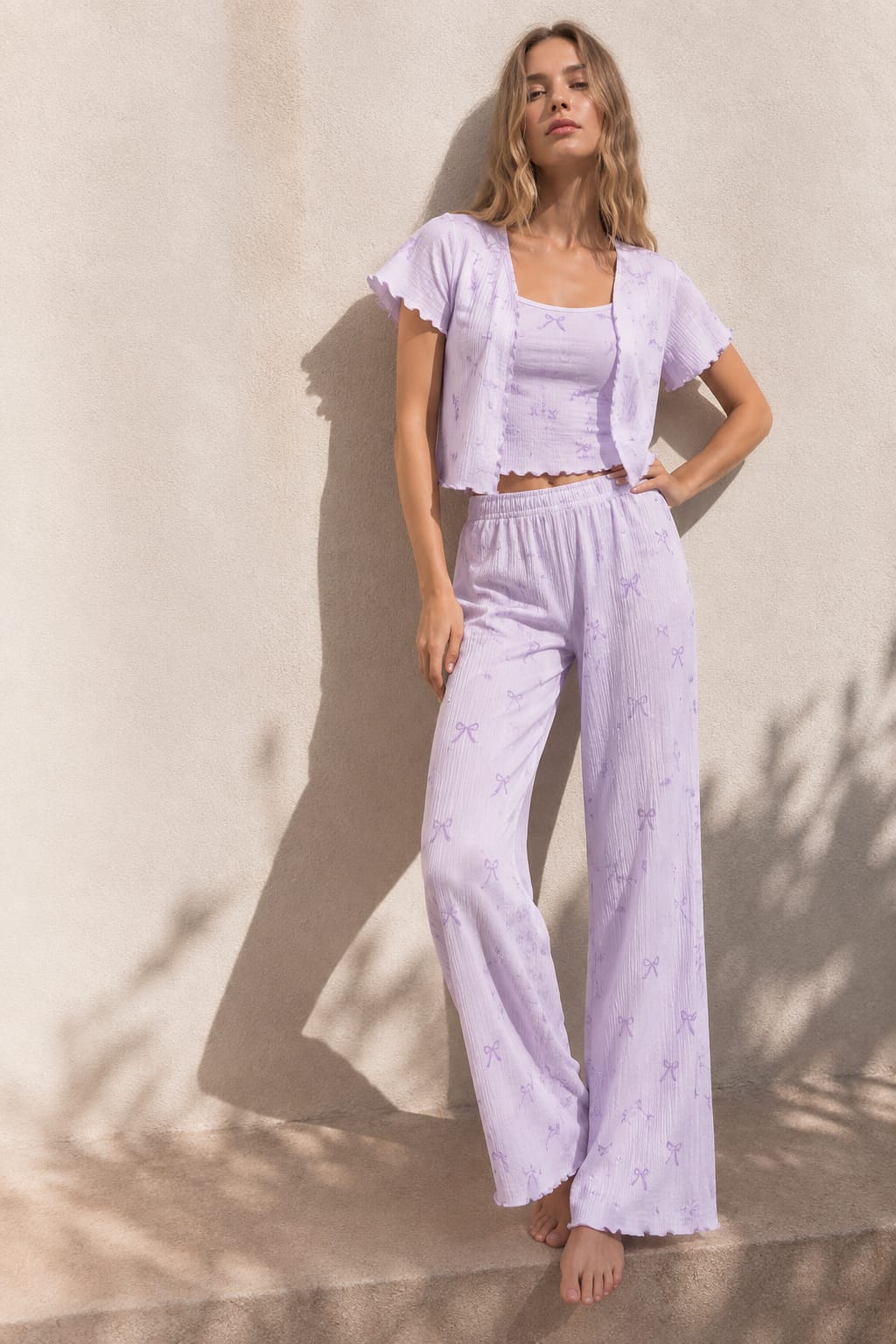 Cosy Bow Print Sleepwear Set