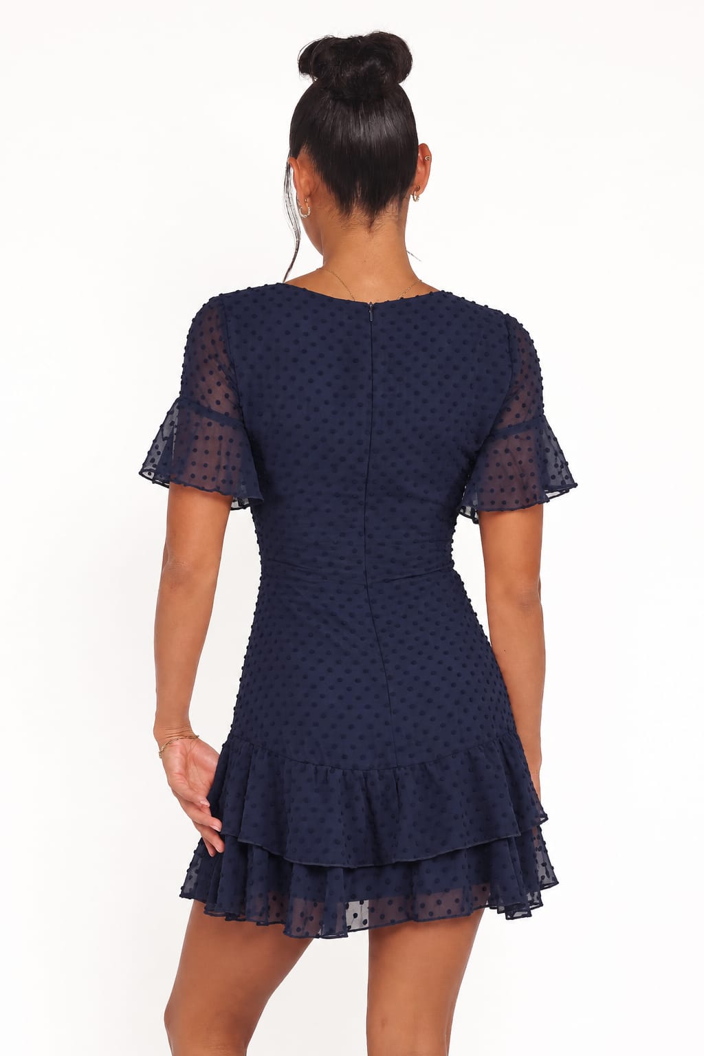 Cloudlight Swiss-Dot Belted Dress