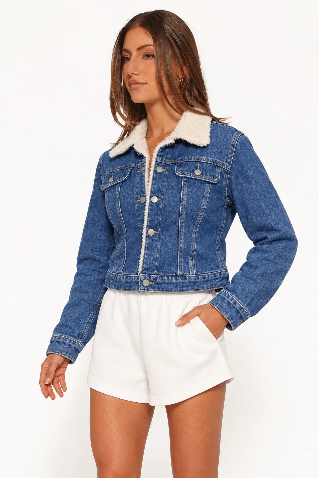 Winter-Ready Sherpa Collar Denim Jacket