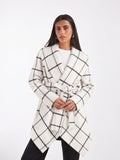 Refined Plaid Waterfall Wrap Coat