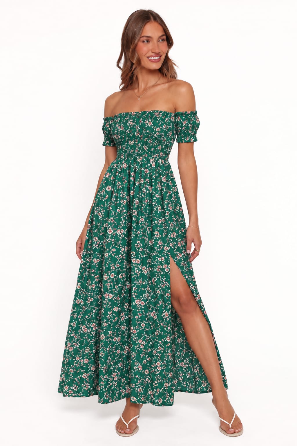 Floral Smocked Off-Shoulder Maxi Dress