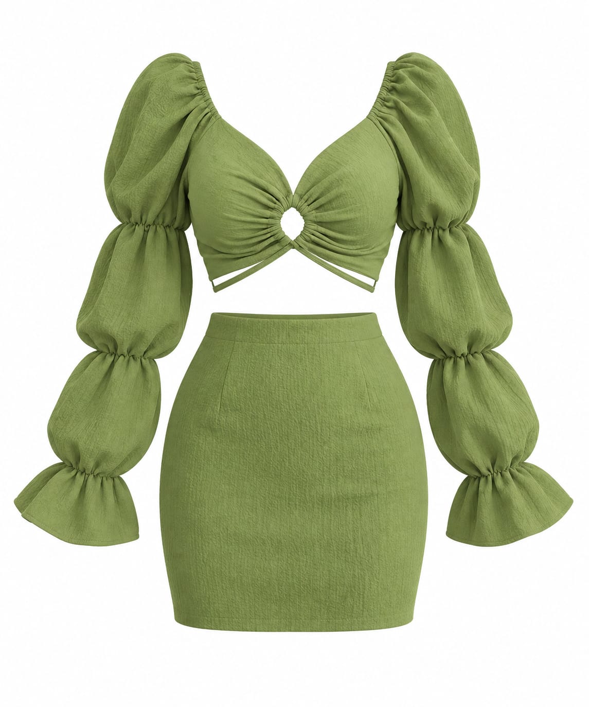 Ruched Crop Top & Mini Skirt Set