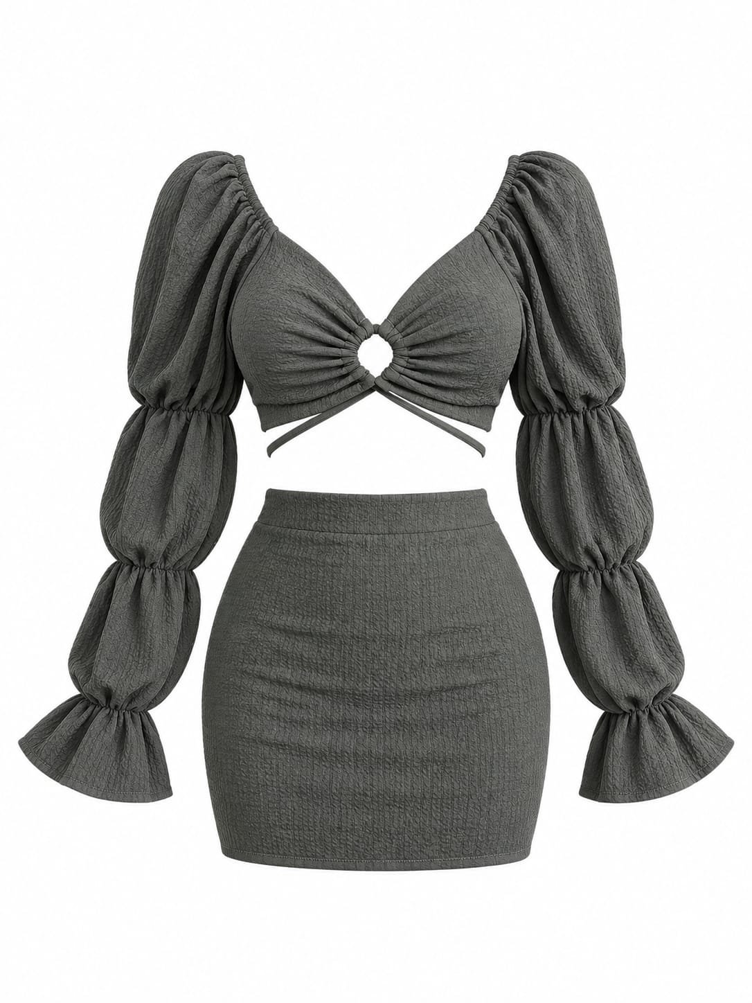 Ruched Crop Top & Mini Skirt Set