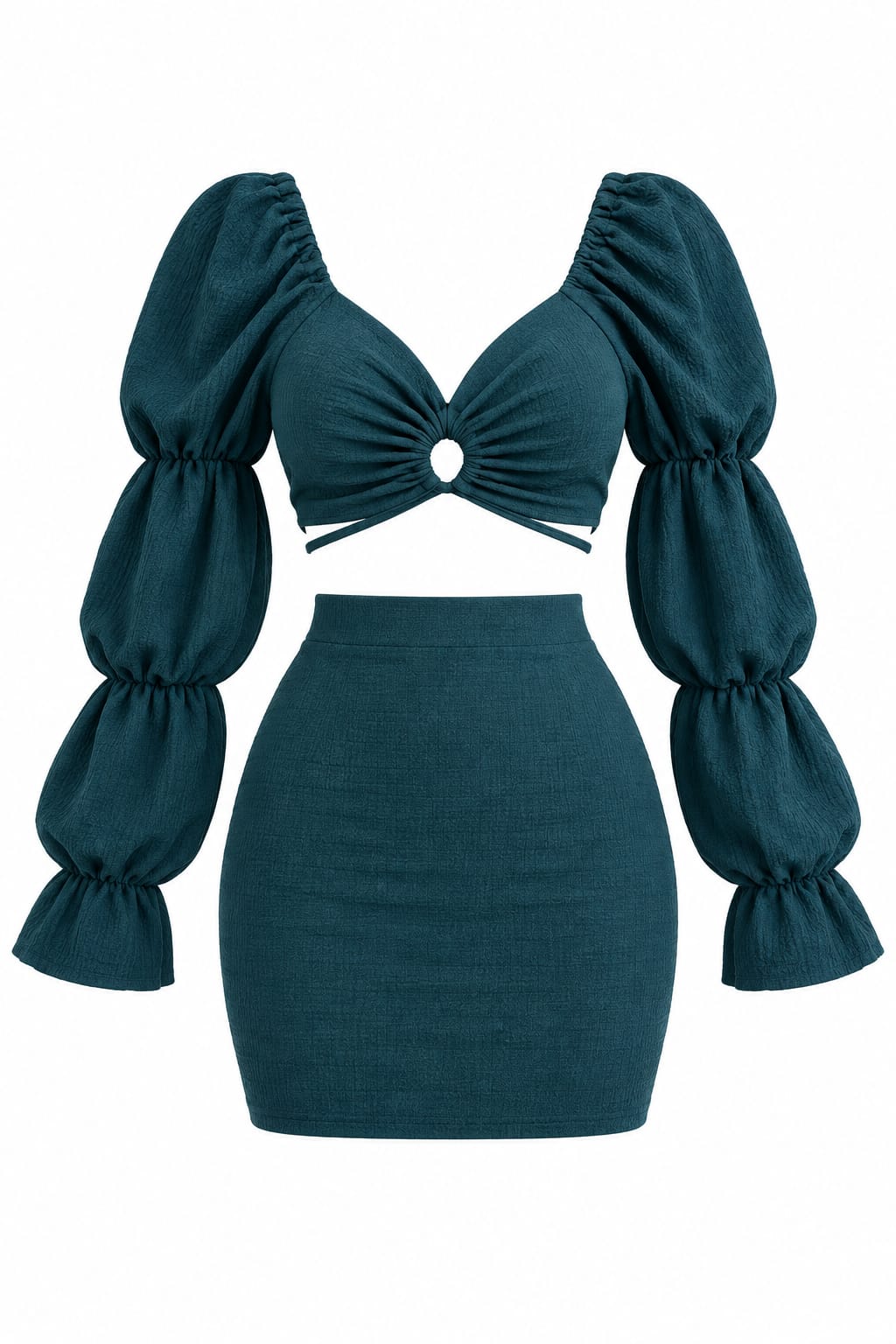 Ruched Crop Top & Mini Skirt Set