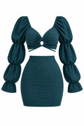 Ruched Crop Top & Mini Skirt Set
