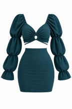 Ruched Crop Top & Mini Skirt Set