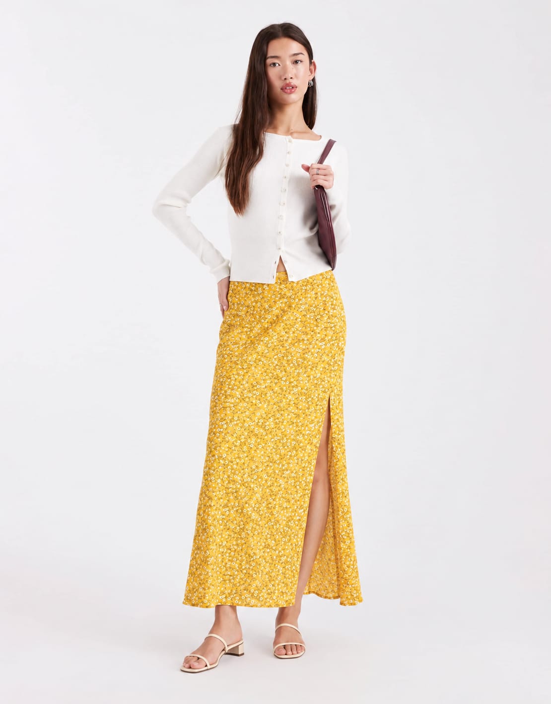 Floral Print Flowing Maxi Skirt