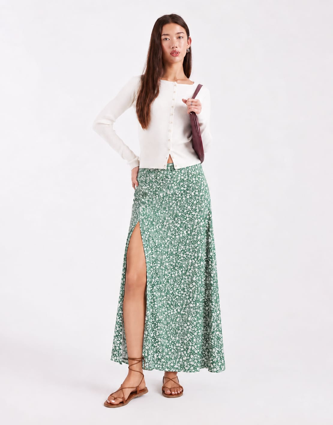 Floral Print Flowing Maxi Skirt