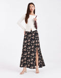 Floral Print Flowing Maxi Skirt