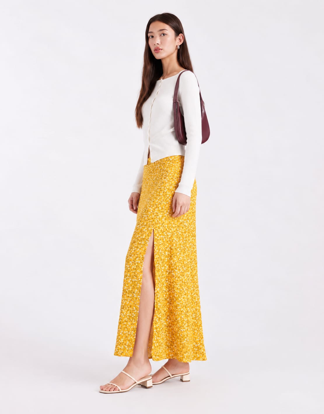 Floral Print Flowing Maxi Skirt