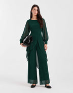 Elegant Chiffon Overlay Two Piece Set