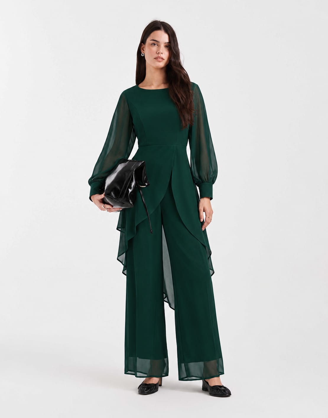 Elegant Chiffon Overlay Two Piece Set