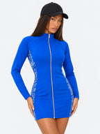 Bandana-Panel Zip-Front Mini Dress