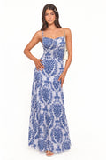 Ornate Print Cowl-Neck Maxi Dress