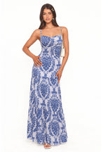 Ornate Print Cowl-Neck Maxi Dress