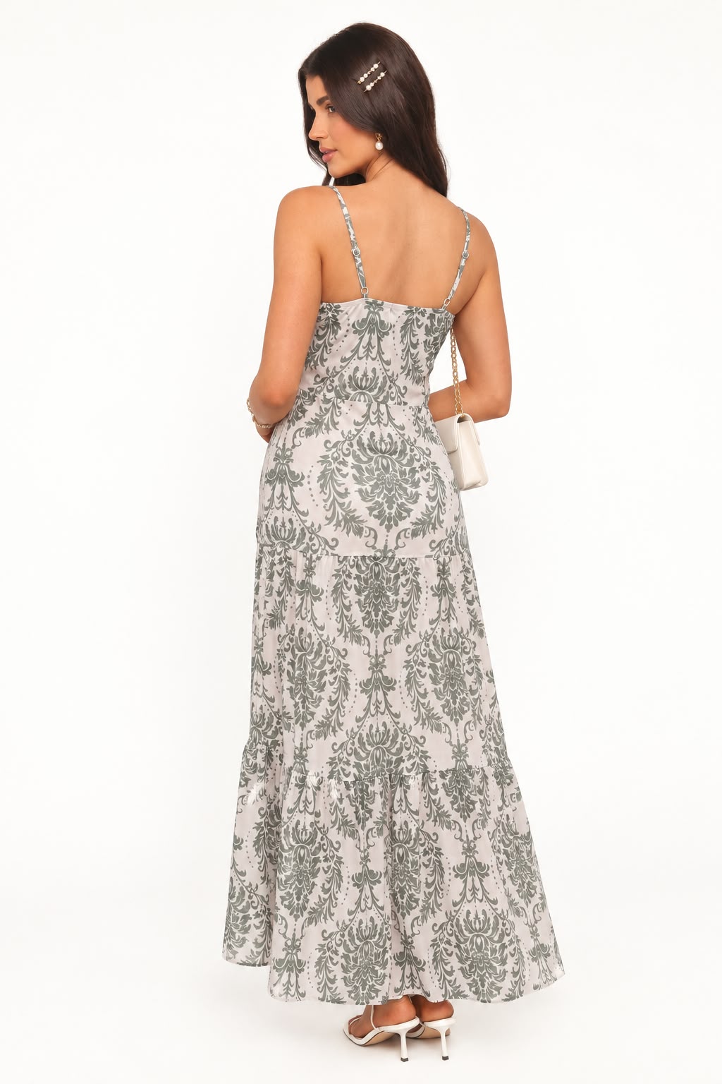 Ornate Print Cowl-Neck Maxi Dress