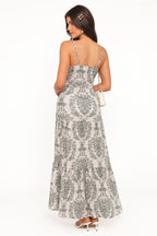 Ornate Print Cowl-Neck Maxi Dress