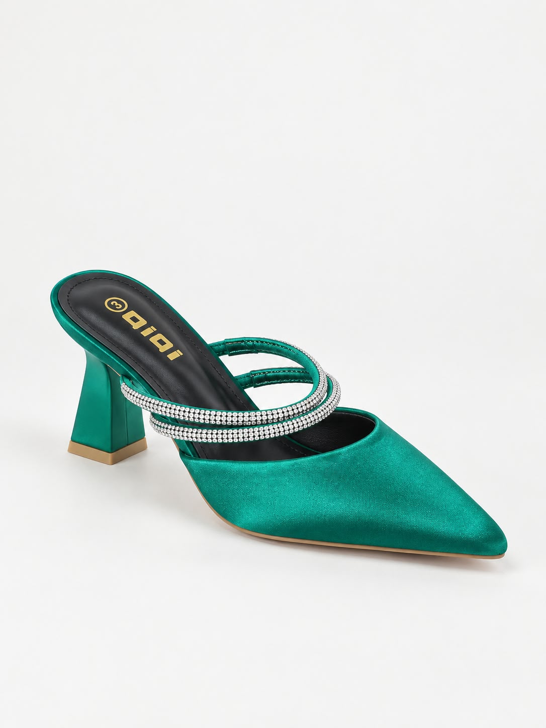 Crystal-Strap Pointed-Toe Mules  TX88-040