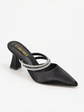 Crystal-Strap Pointed-Toe Mules  TX88-040