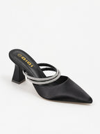 Crystal-Strap Pointed-Toe Mules  TX88-040