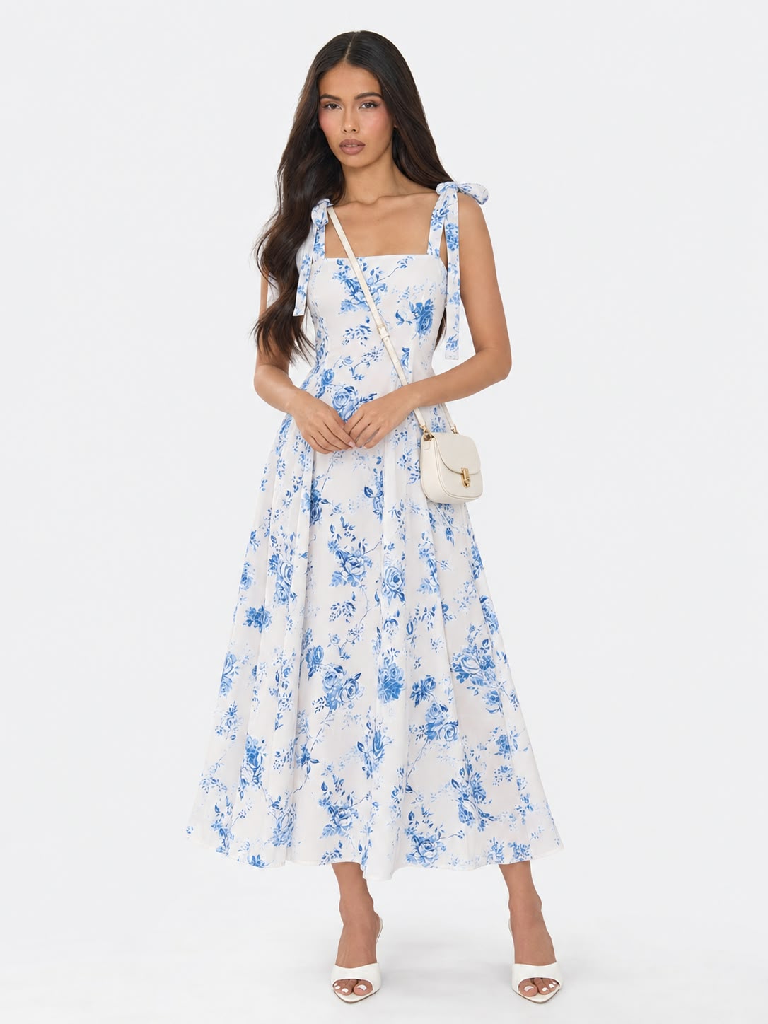 Tie Strap Floral Midi Dress