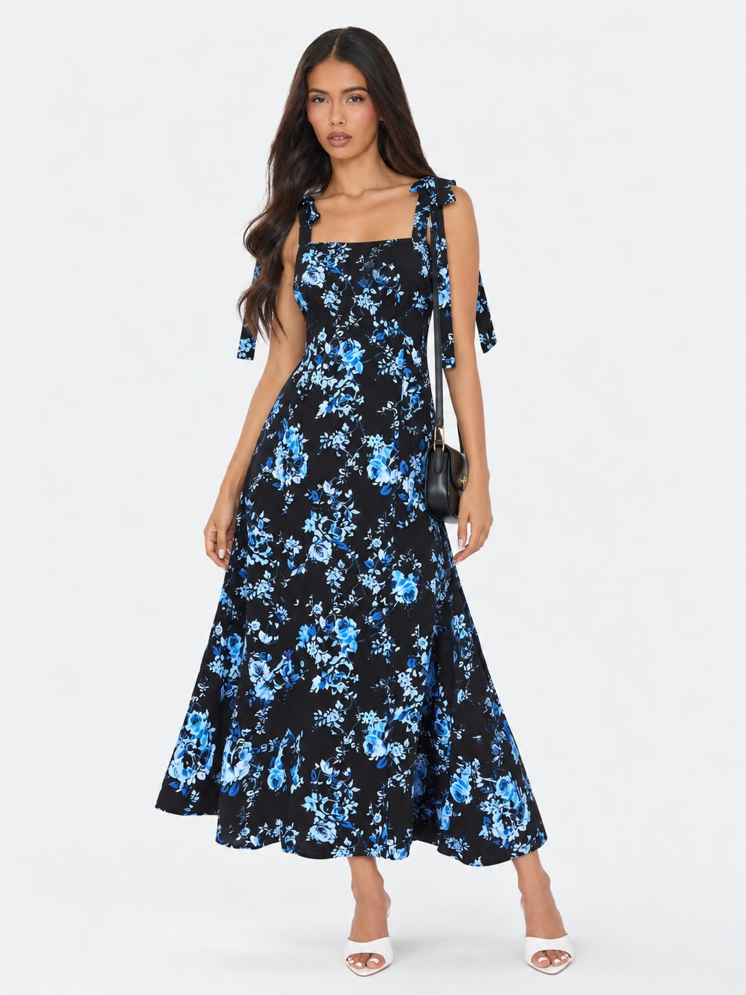 Tie Strap Floral Midi Dress