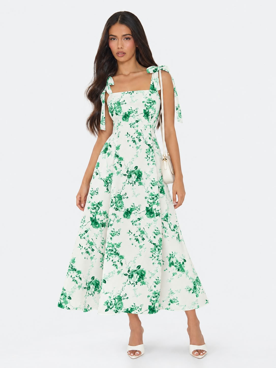 Tie Strap Floral Midi Dress