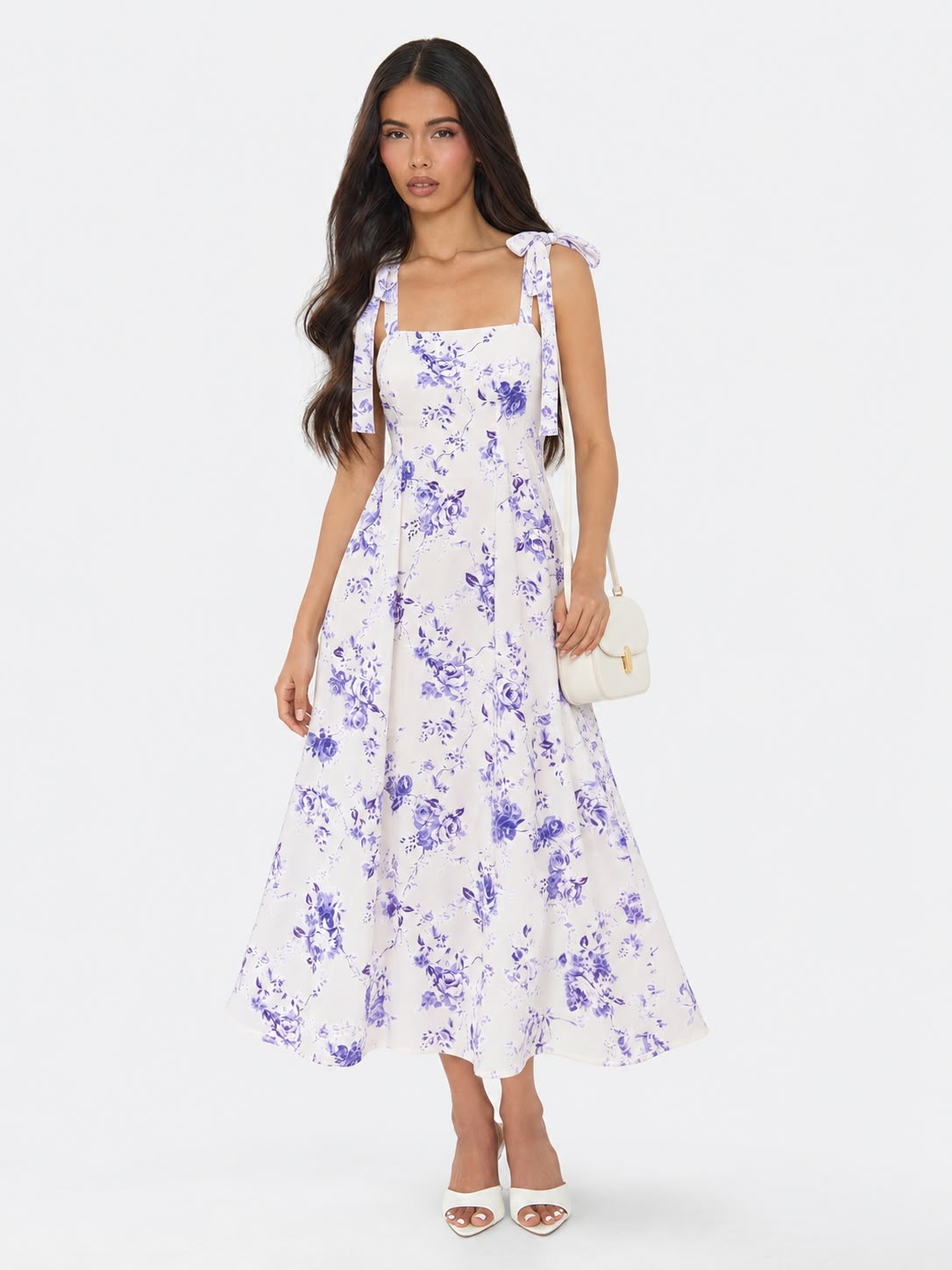 Tie Strap Floral Midi Dress