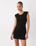 Contrast-Trim Collared Mini Dress