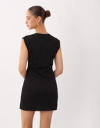Contrast-Trim Collared Mini Dress