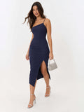 Sculpted Side-Slit Midi Dress