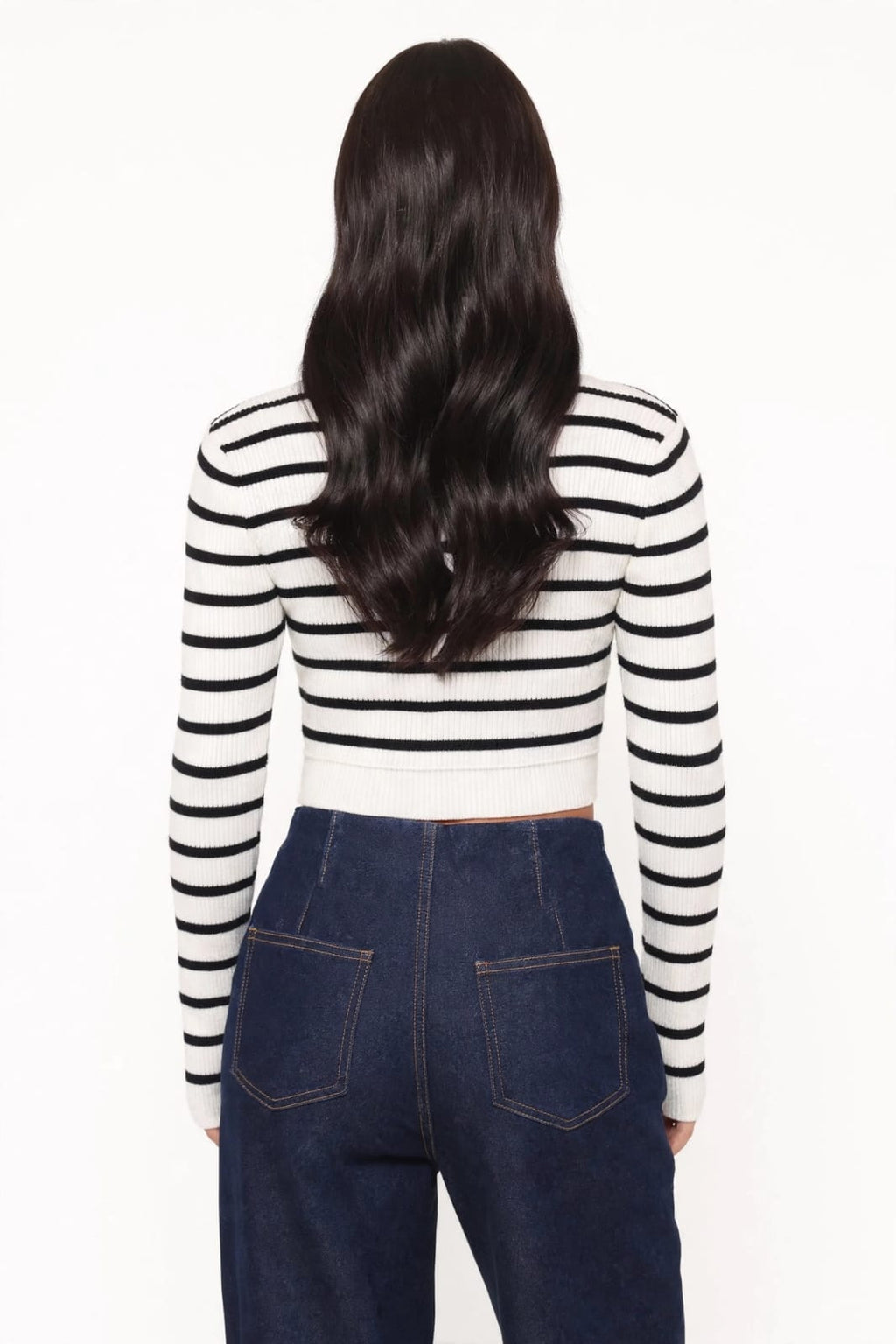 Ribbed Long Sleeve Striped Top