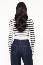 Ribbed Long Sleeve Striped Top