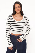 Ribbed Long Sleeve Striped Top