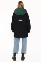 Colour-Block Hooded Longline Jacket
