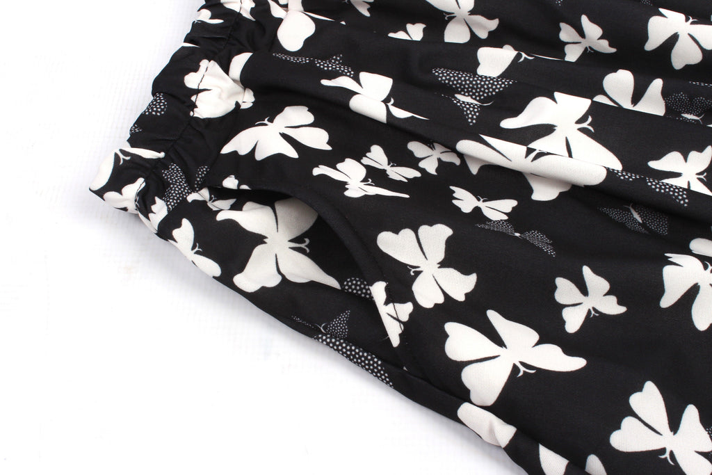 White Butterly Midi Skirt Ealstic Waist - XD21