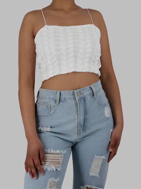 Wool Knitted Spaghetti Strap Crop Top XD21