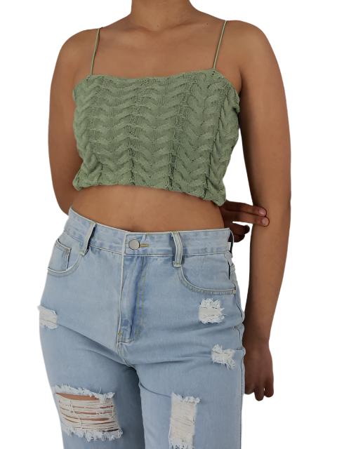 Wool Knitted Spaghetti Strap Crop Top XD21