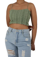 Wool Knitted Spaghetti Strap Crop Top XD21