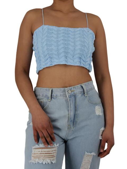 Wool Knitted Spaghetti Strap Crop Top XD21